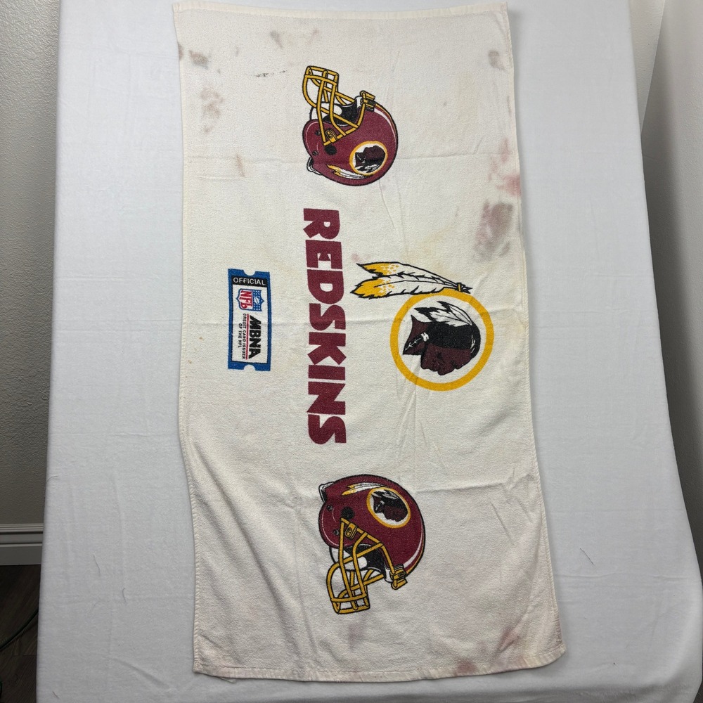 Vintage Washington Redskins NFL Beach Bath Towel Cotton White Burgundy Gold MBNA